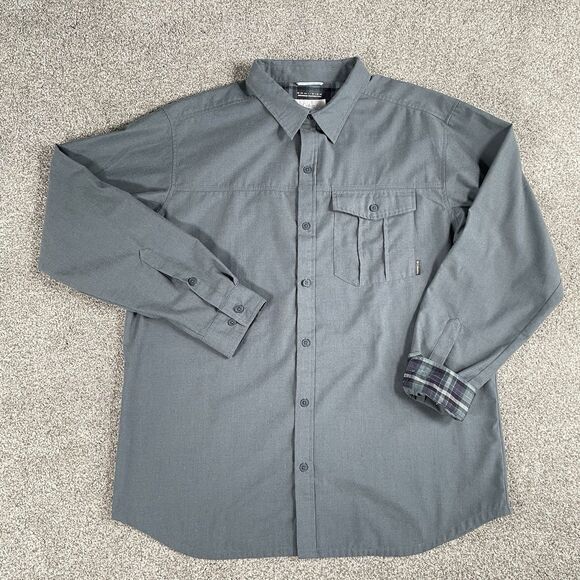 Columbia Omni Wick Long Sleeve Button Up Shirt Mens Flip Cuff Gray Size XL - Picture 1 of 13